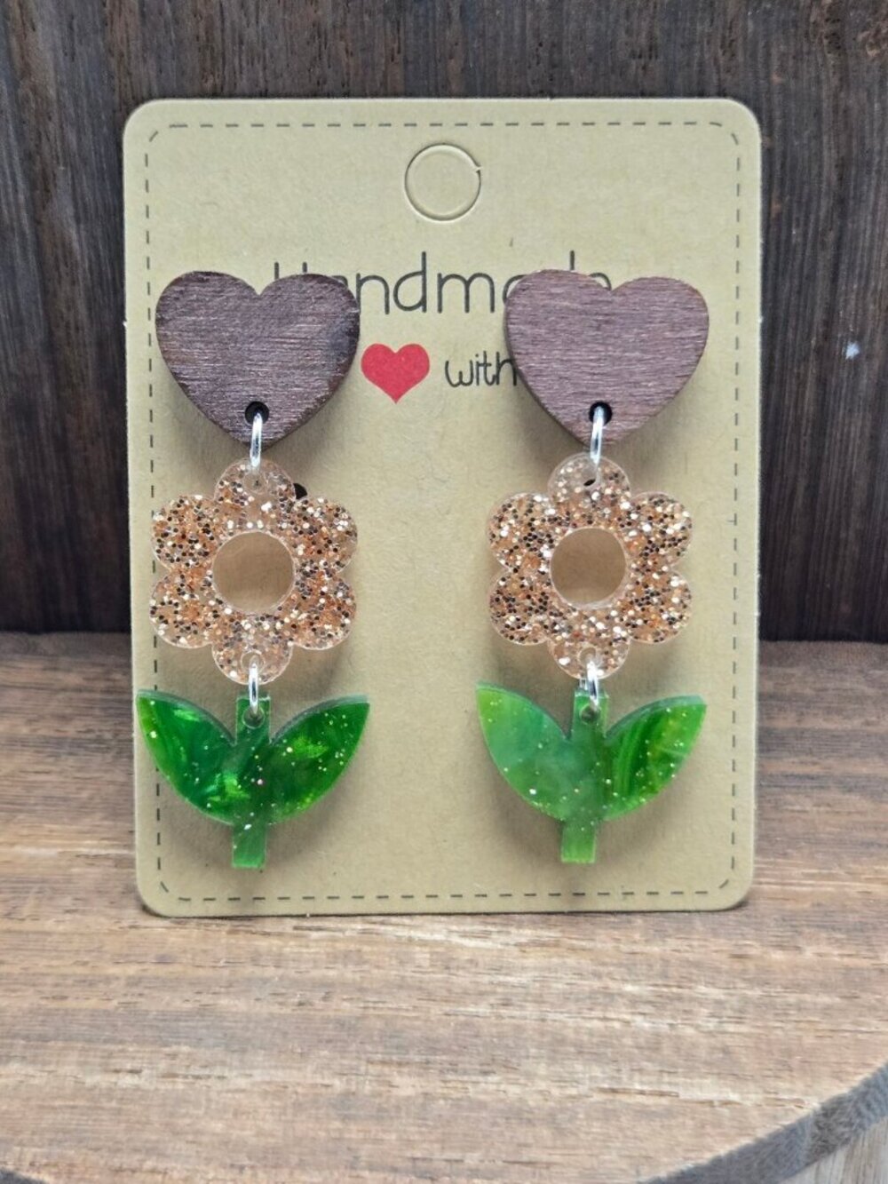 NWT Sparkle Flower Earrings Pierced Silver Tone Floral Cottagecore Dangle OOAK